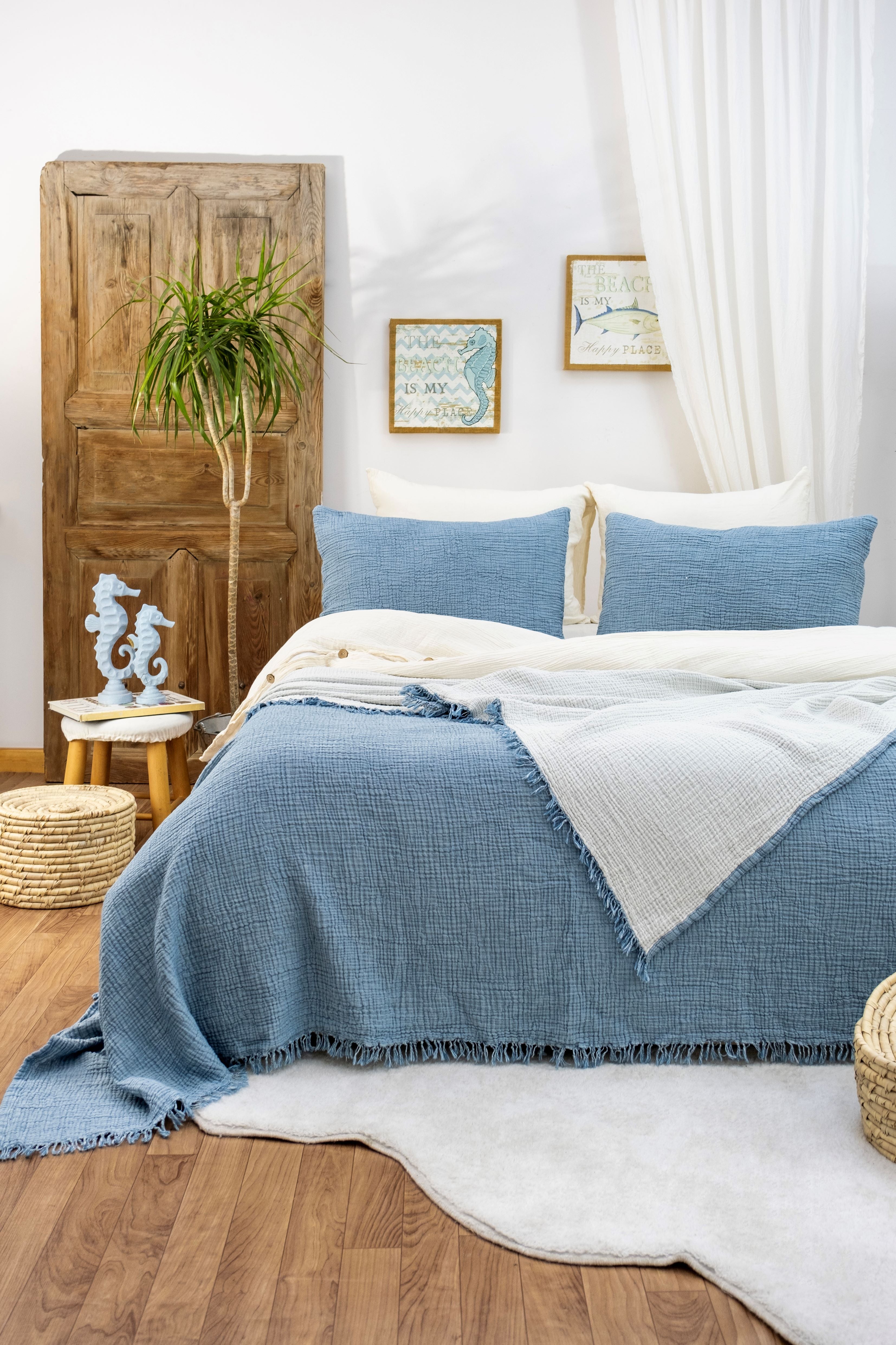 Serenity Soft Muslin Quilt - Blue