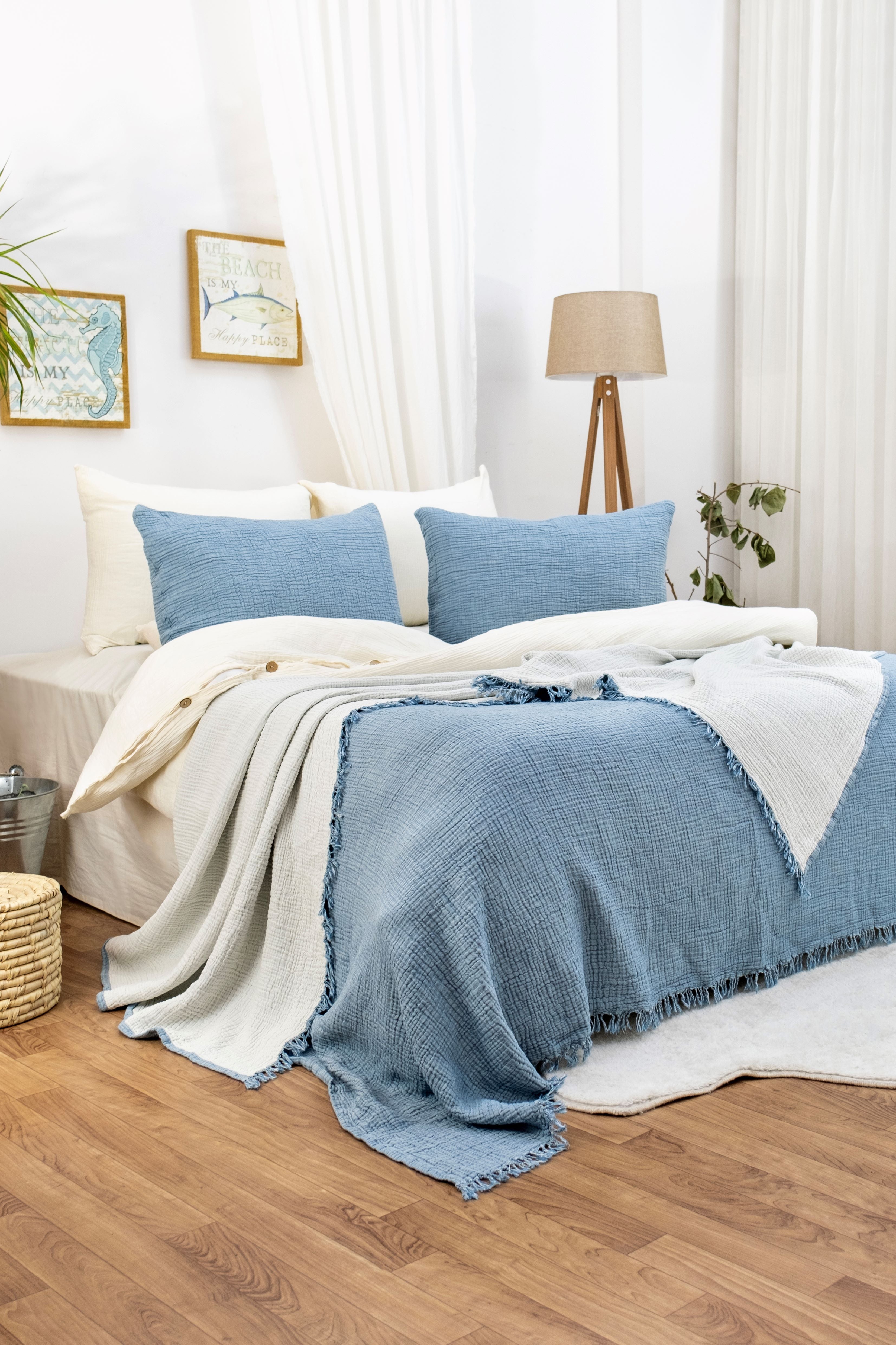 Serenity Soft Muslin Quilt - Blue