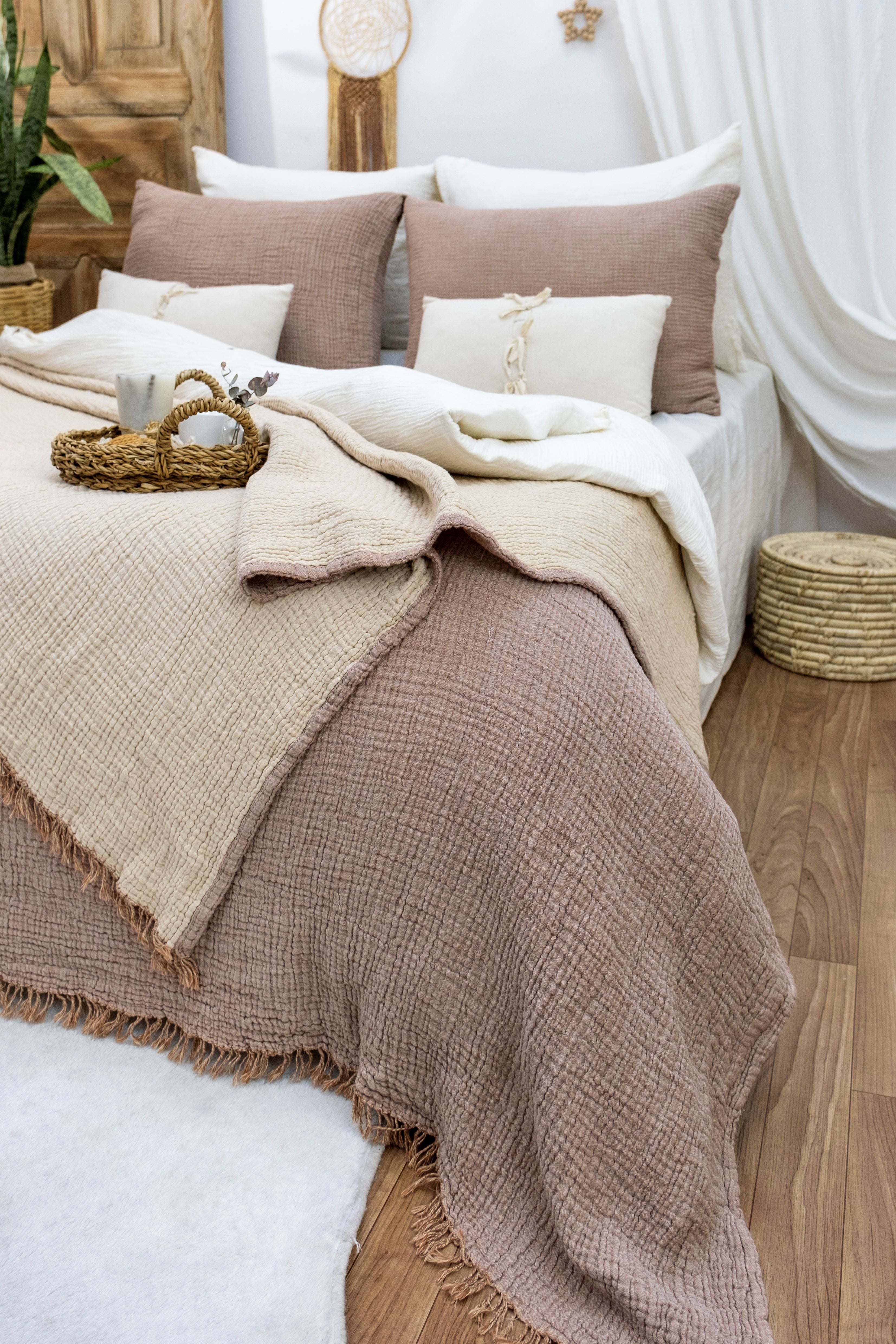 Serenity Soft Muslin Quilt - Brown