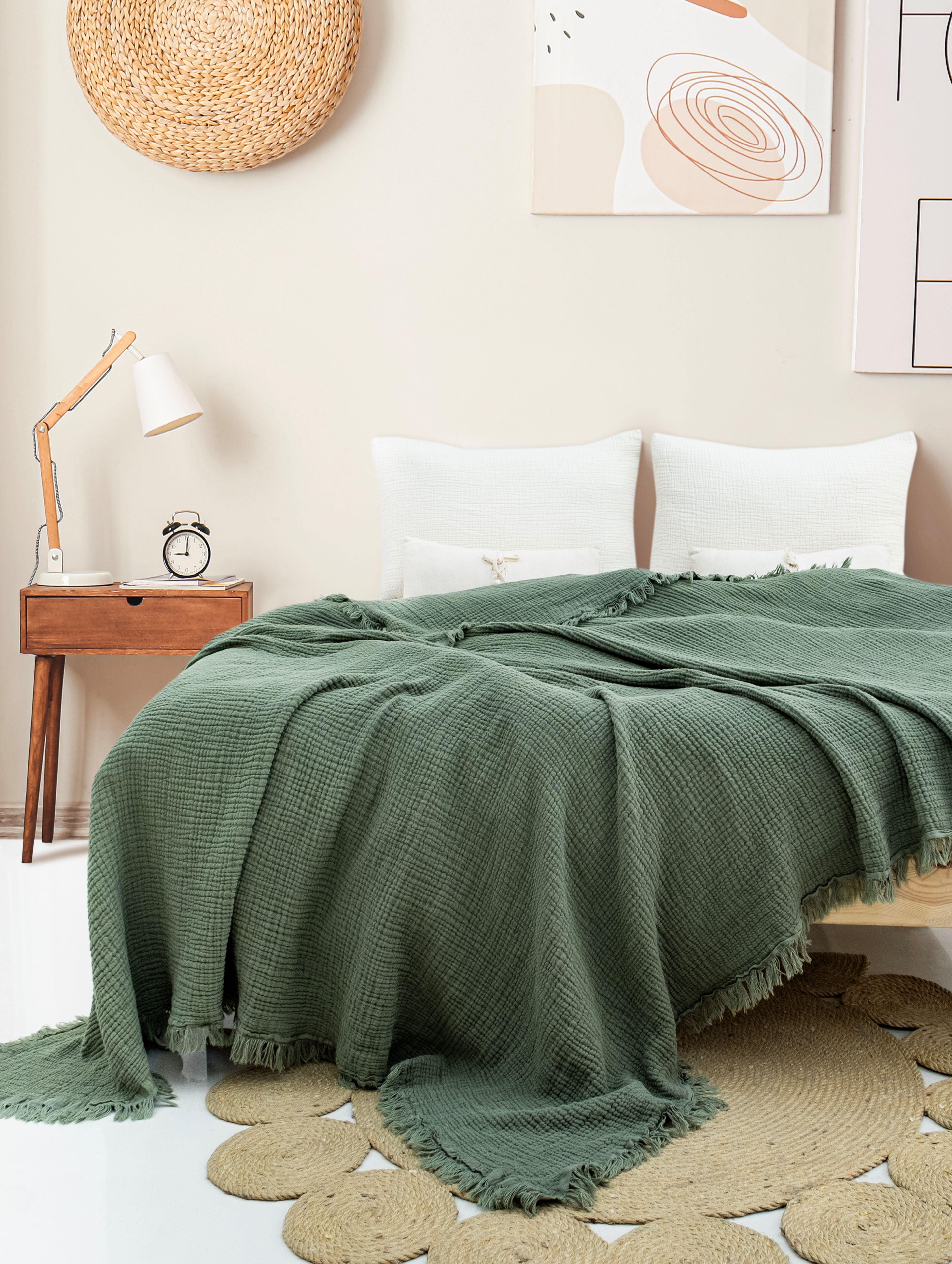 Pure Bliss Muslin Bedspread - Green