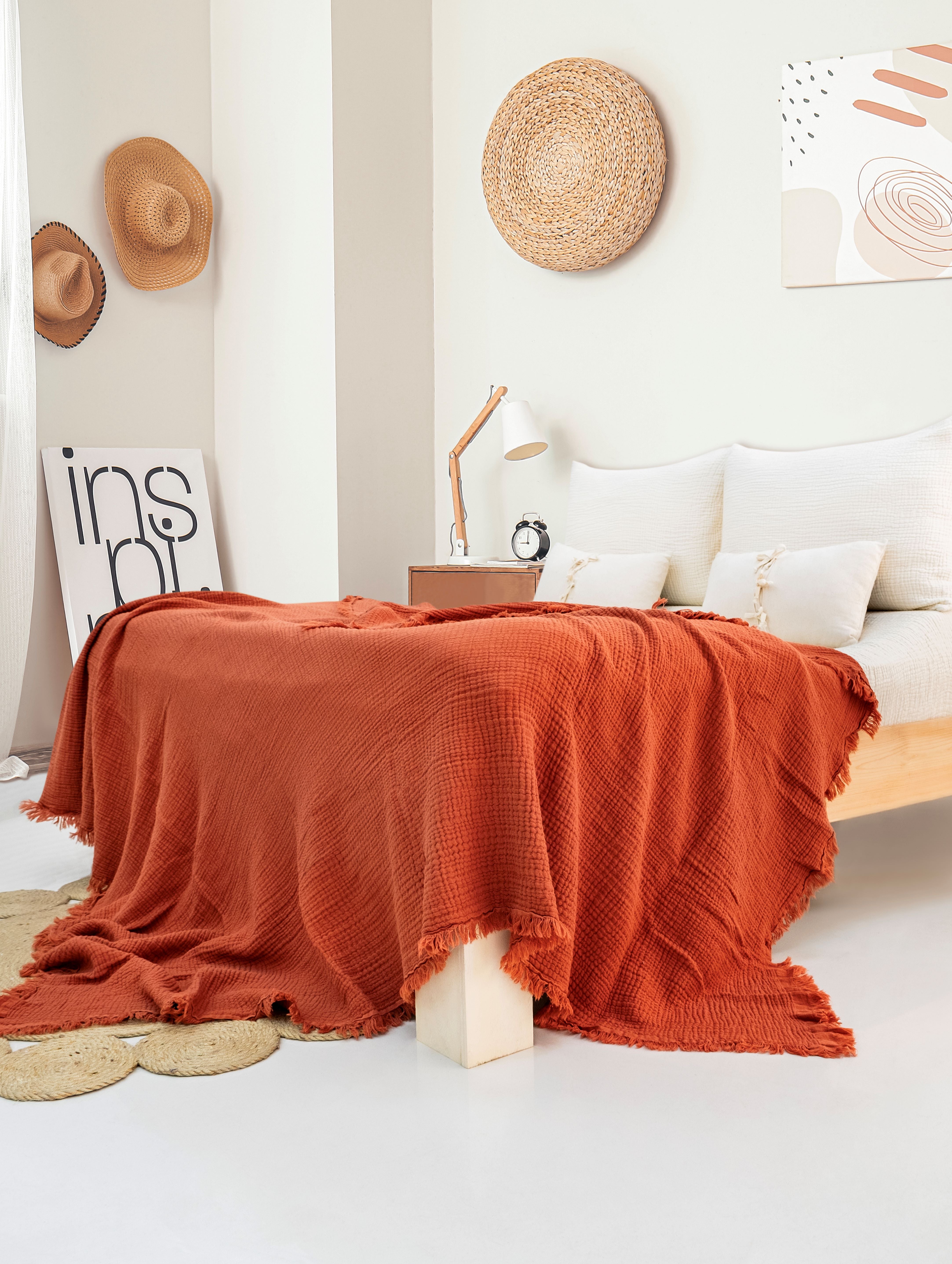 Pure Bliss Muslin Bedspread - Rust