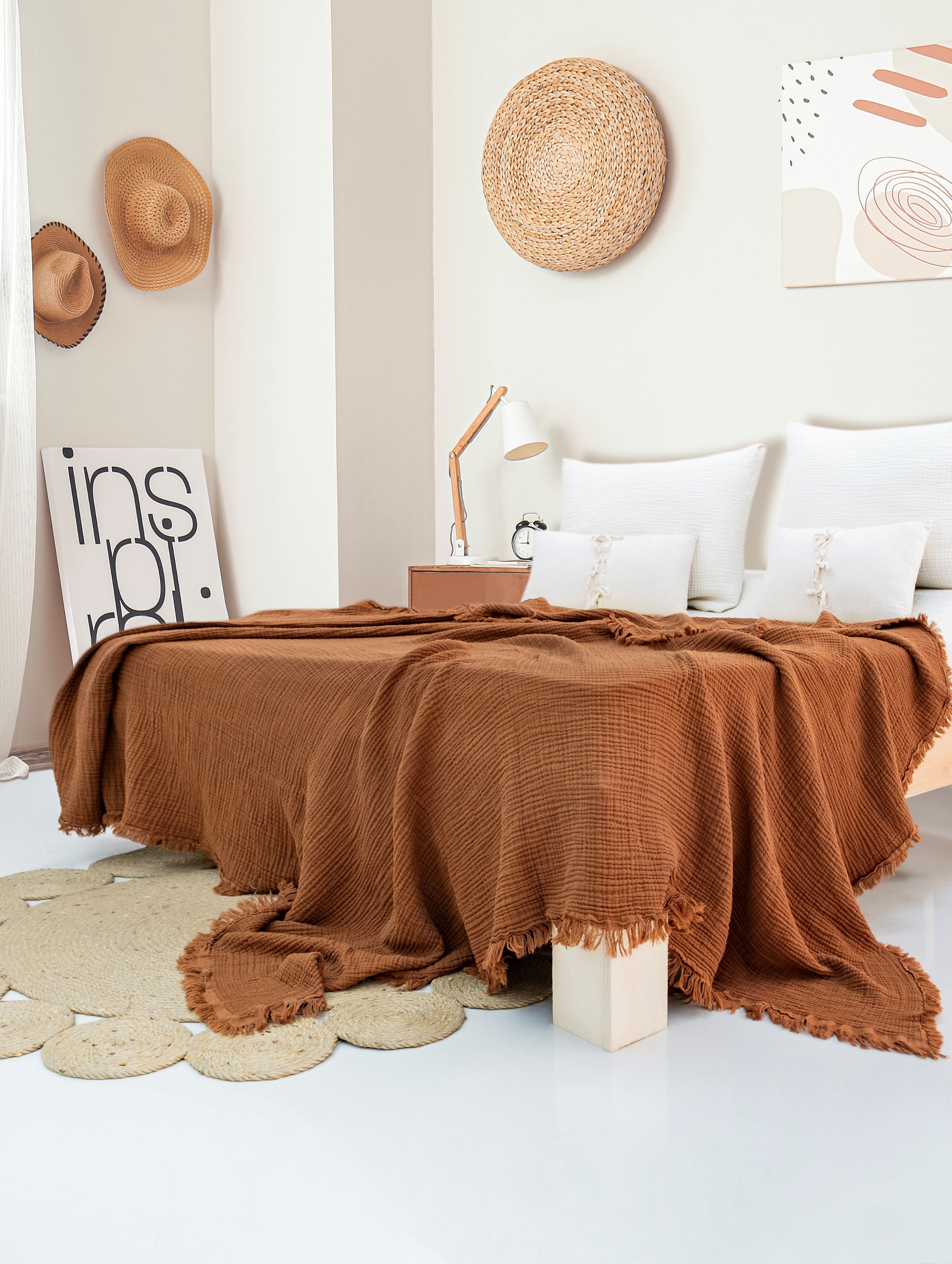 Pure Bliss Muslin Bedspread - Rust