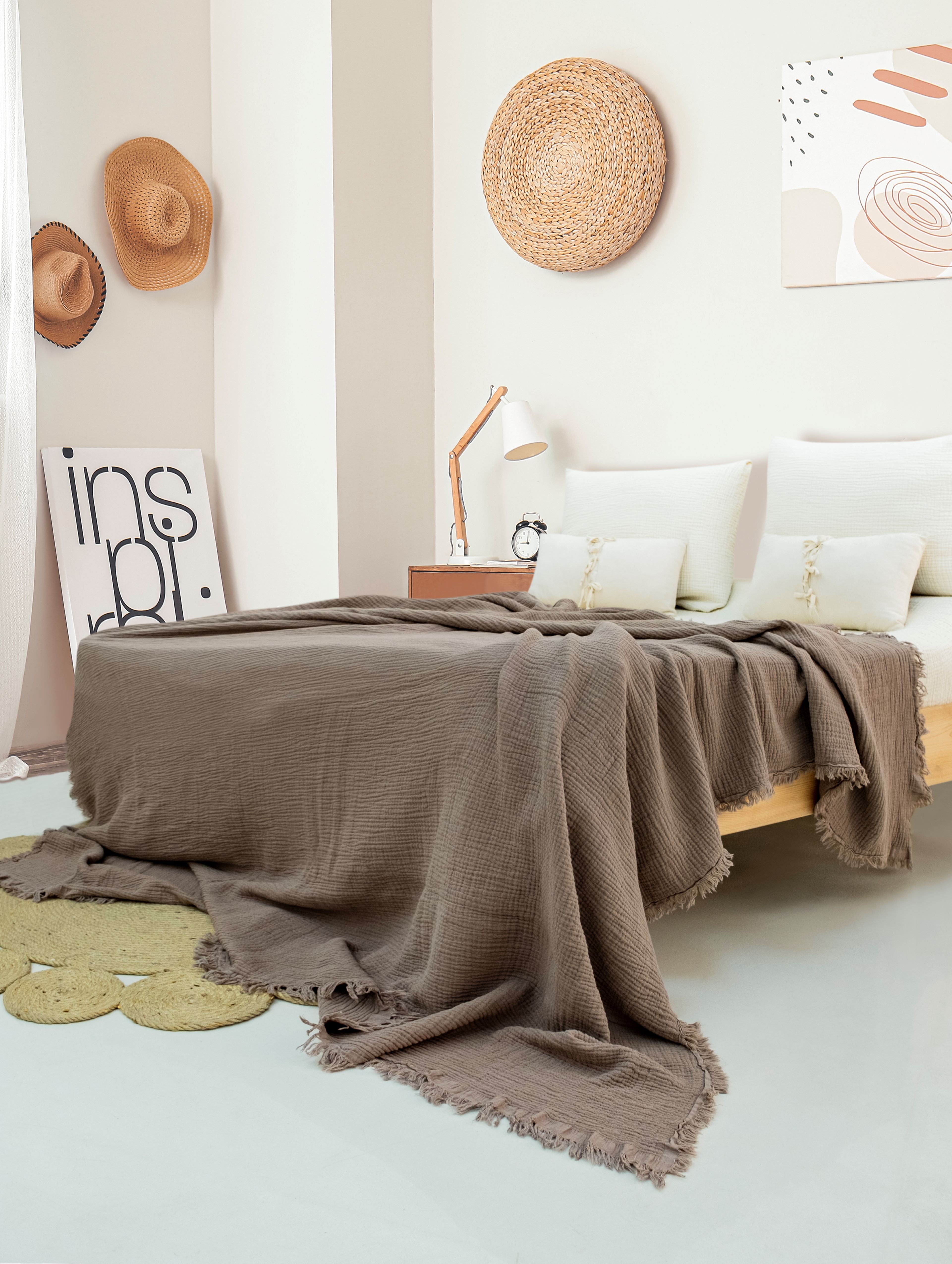 Pure Bliss Muslin Bedspread - Light Gray