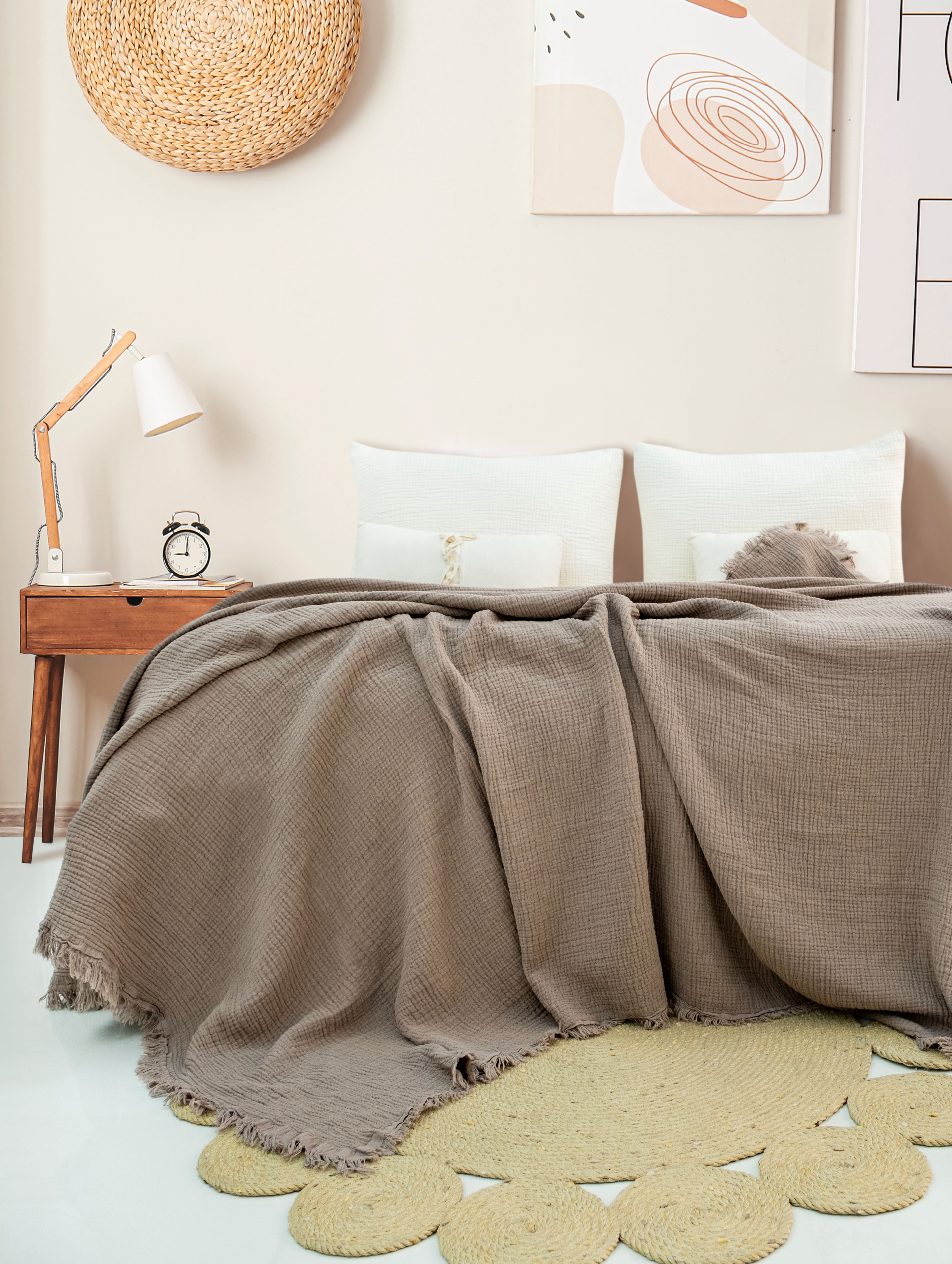 Pure Bliss Muslin Bedspread - Light Gray