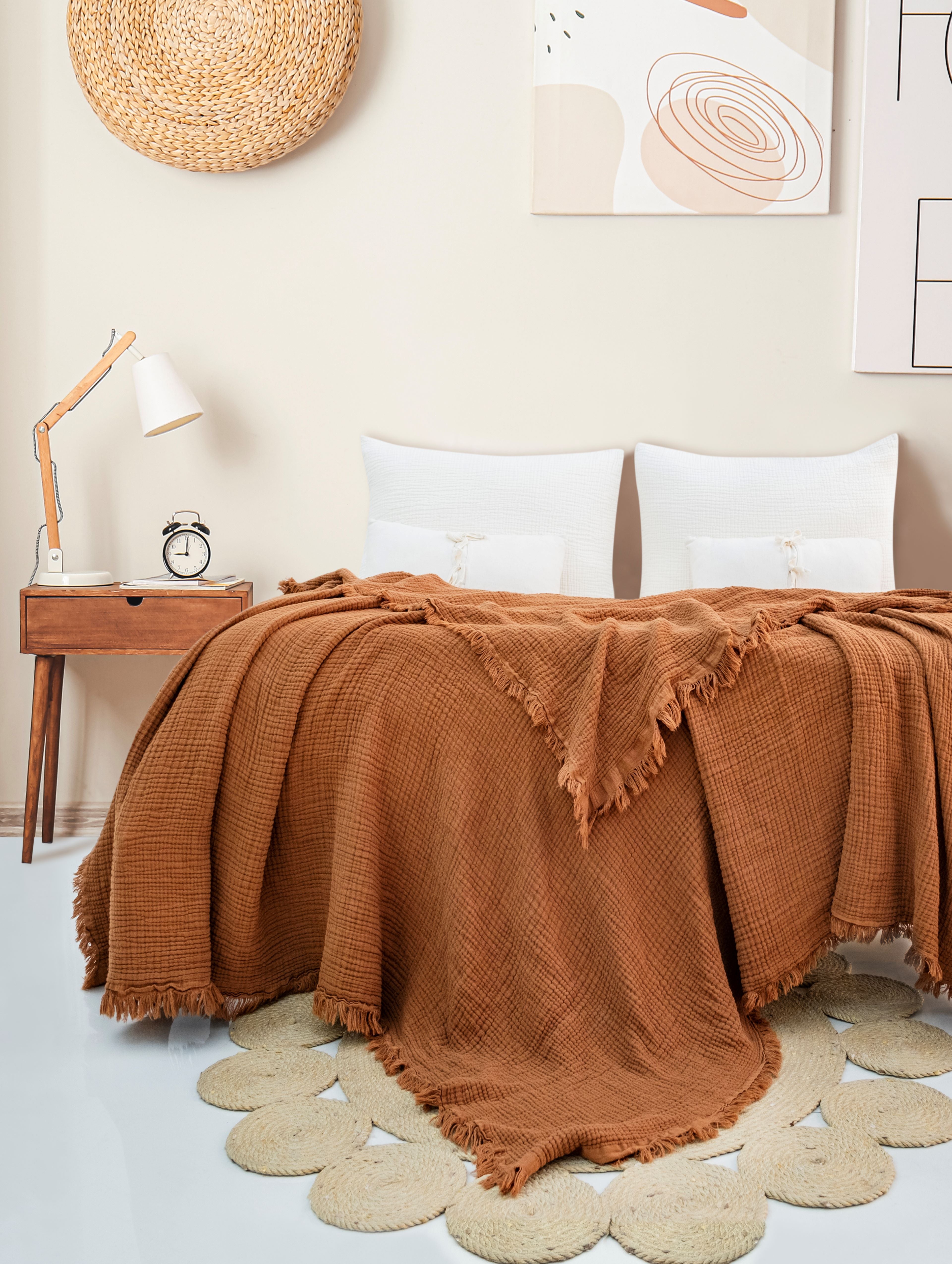 Pure Bliss Muslin Bedspread - Rust