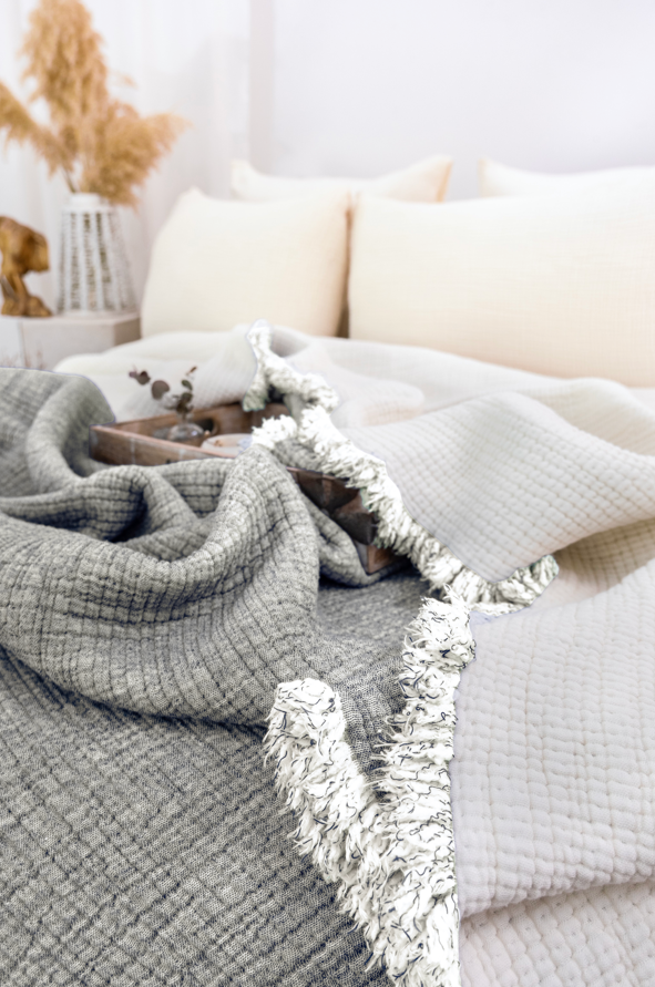 Hazea Muslin Blanket - Soft Pebble