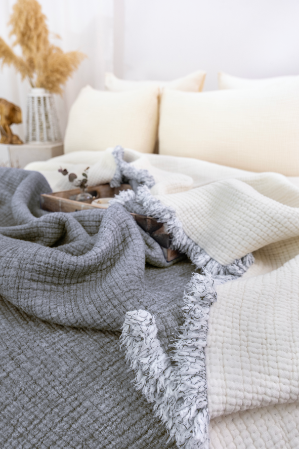 Hazea Muslin Blanket - Dark Grey