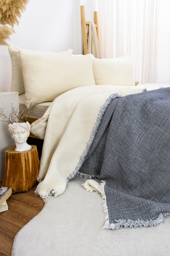 Hazea Muslin Blanket - Dark Grey