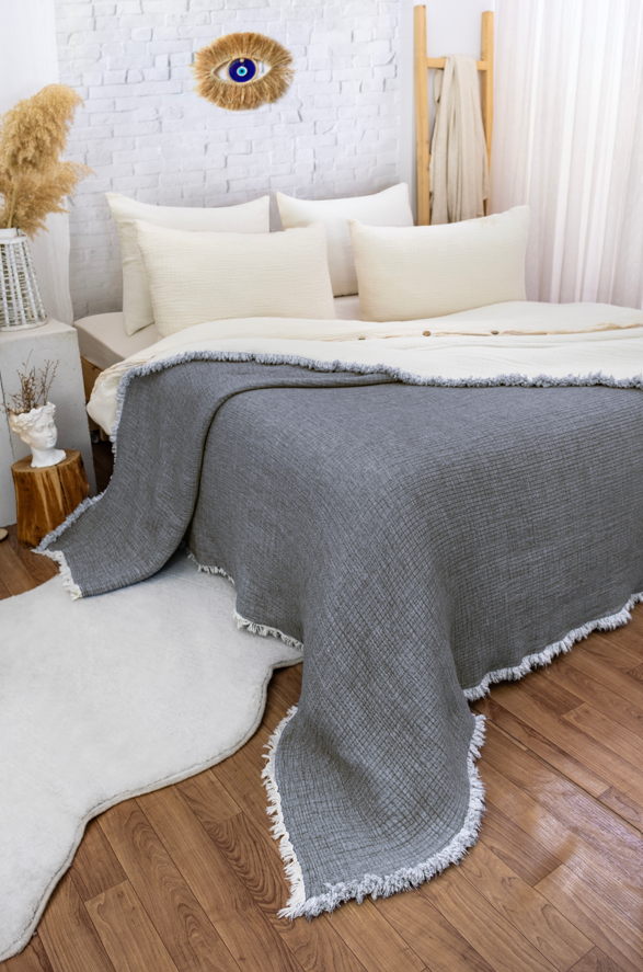 Hazea Muslin Blanket - Dark Grey