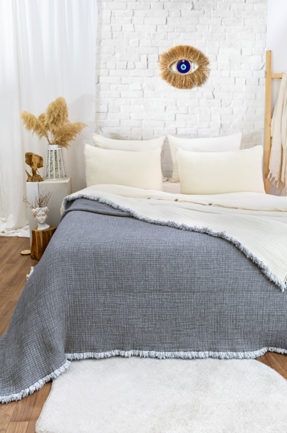 Hazea Muslin Blanket - Dark Grey