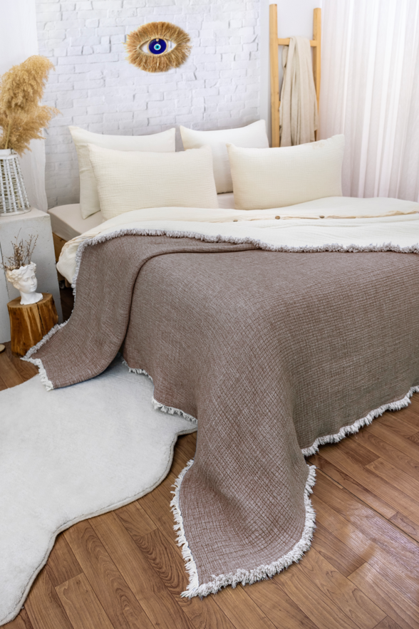 Hazea Muslin Blanket - Dark Brown