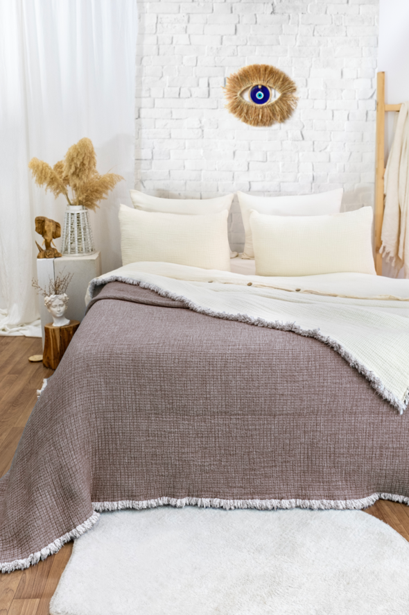 Hazea Muslin Blanket - Dark Brown