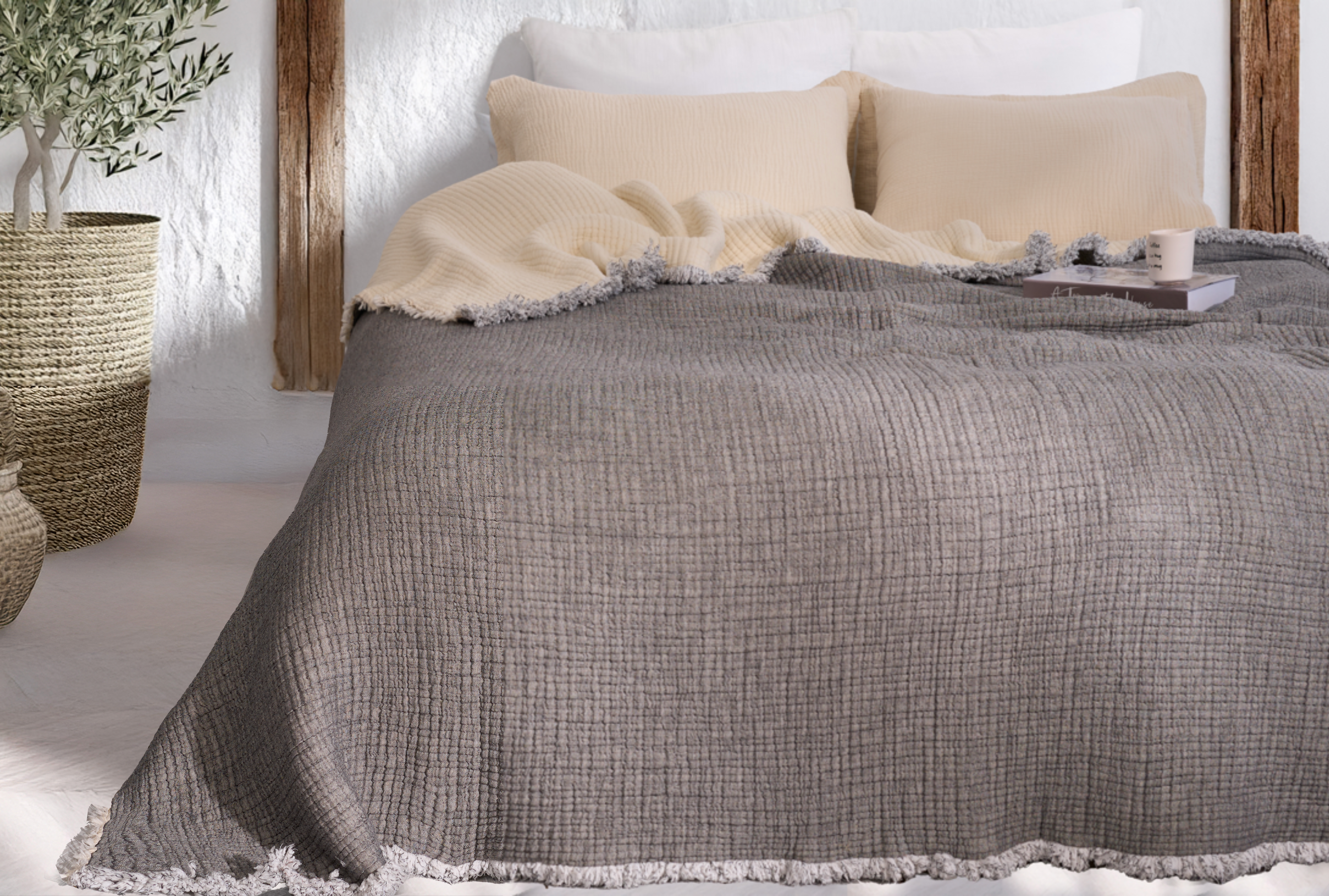Hazea Muslin Blanket - Dark Grey