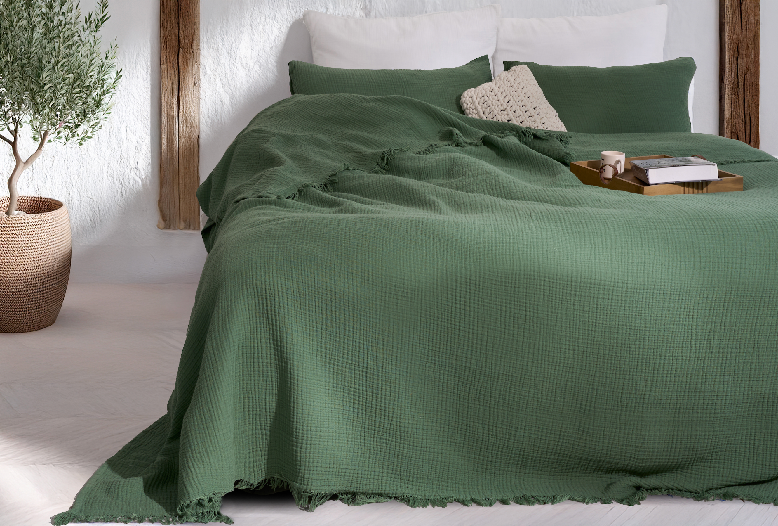 Pure Bliss Muslin Bedspread - Green