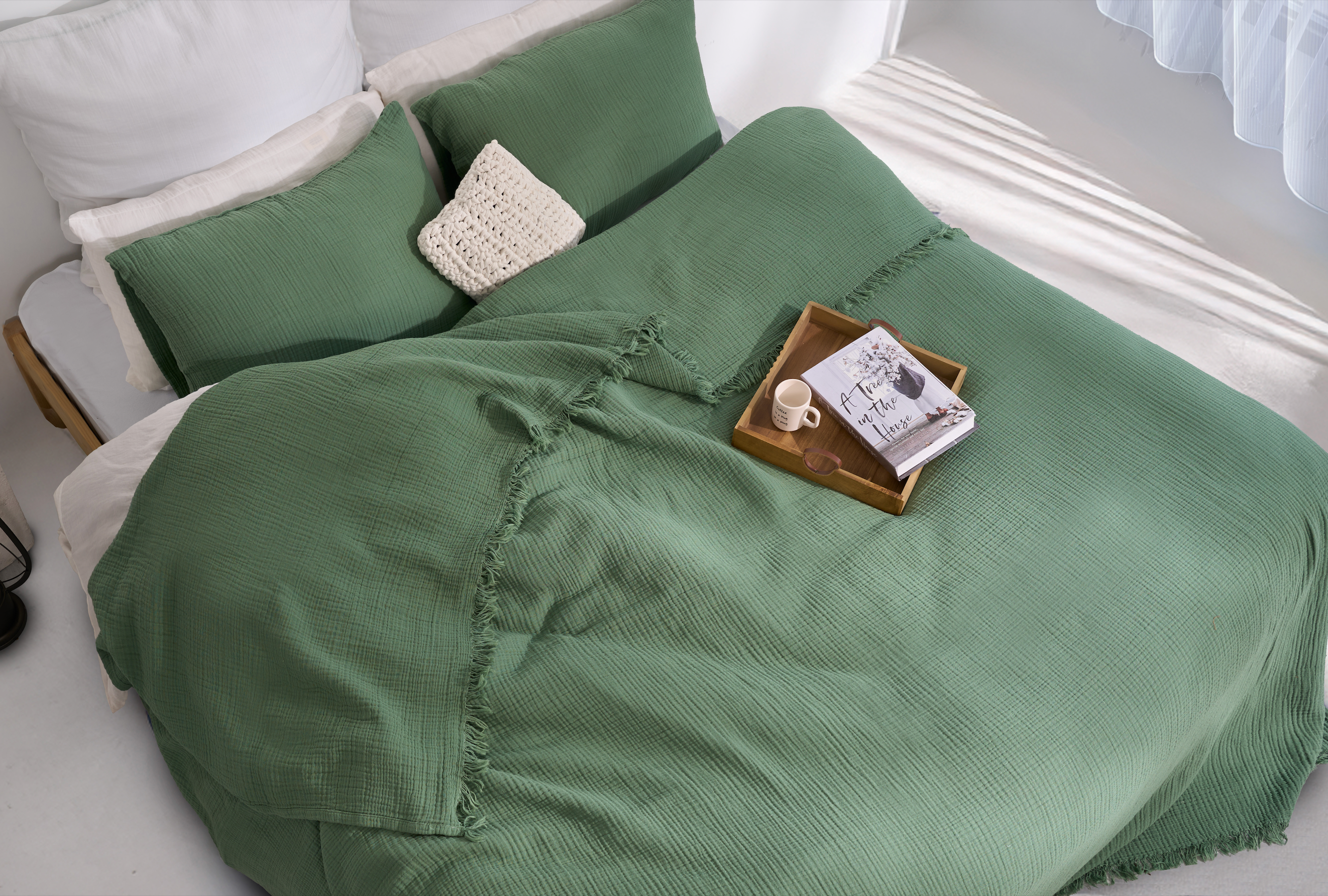 Pure Bliss Muslin Bedspread - Green