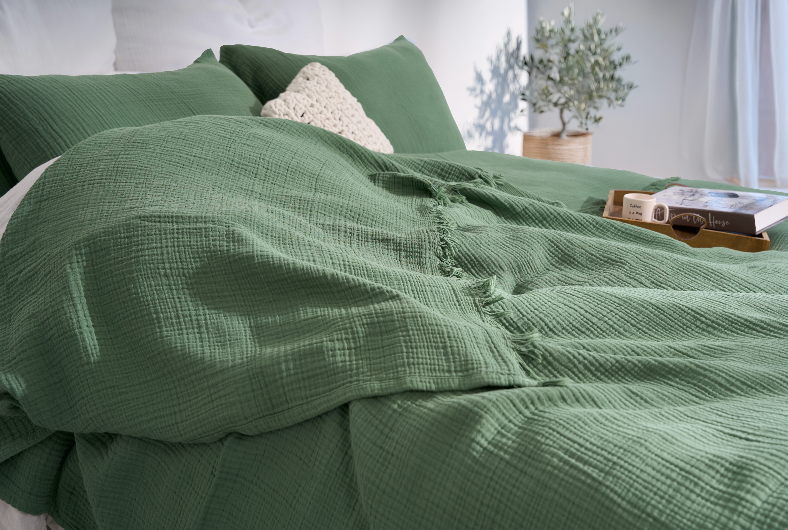 Pure Bliss Muslin Bedspread - Green