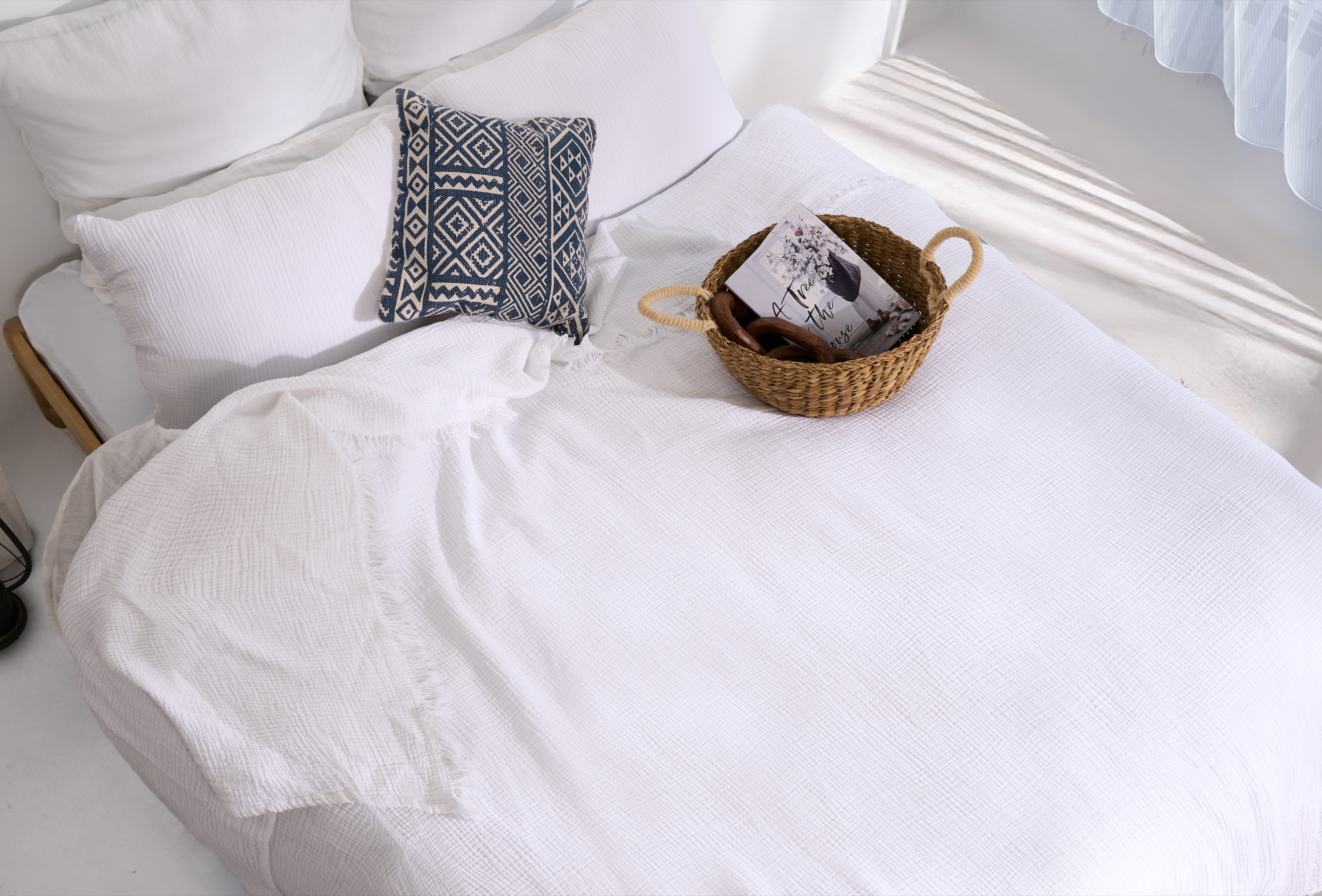 Pure Bliss Muslin Bedspread - White