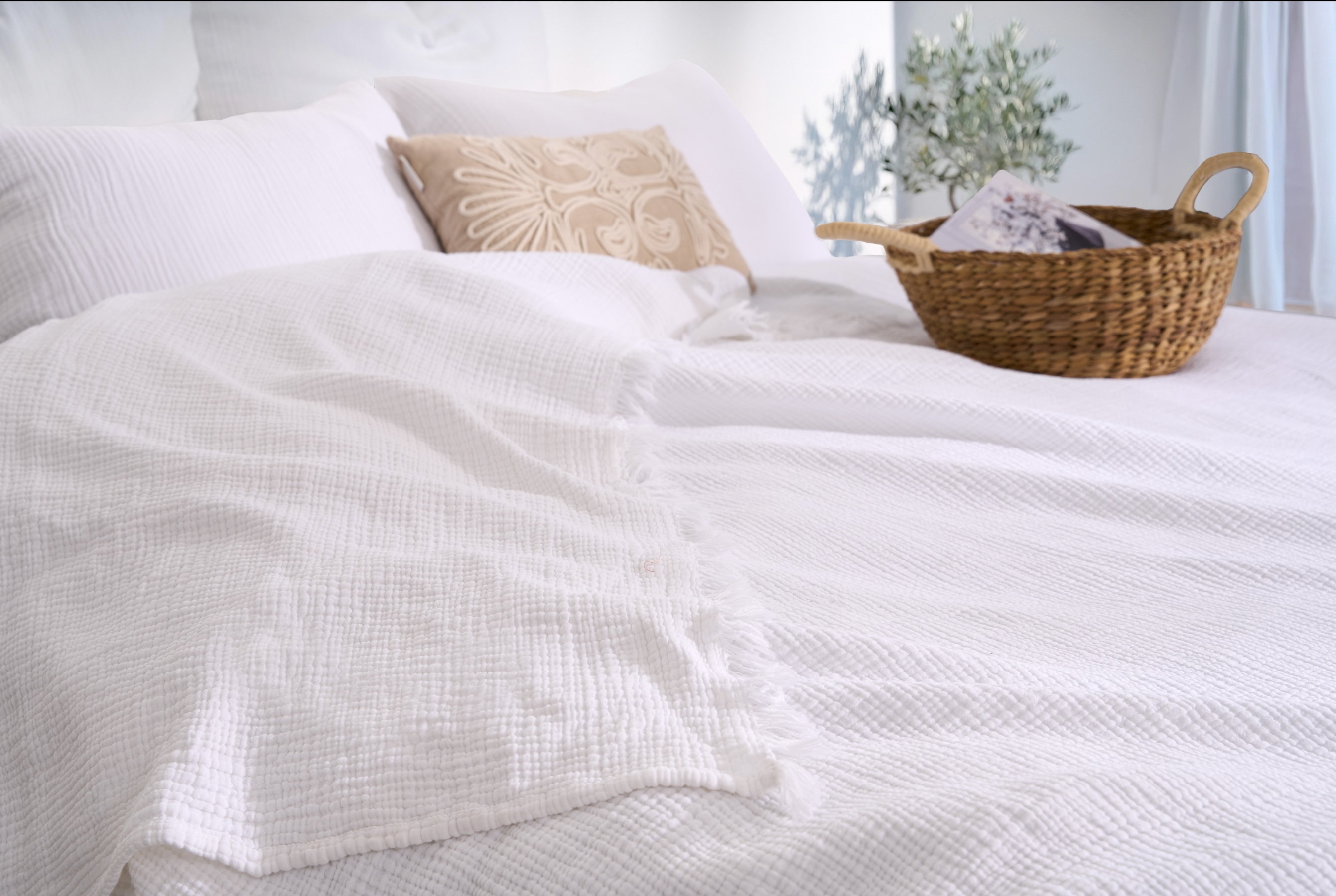 Pure Bliss Muslin Bedspread - White