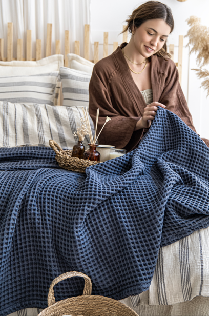 Navy - Waffle Blanket