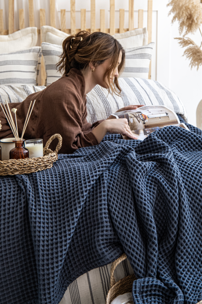 Navy - Waffle Blanket