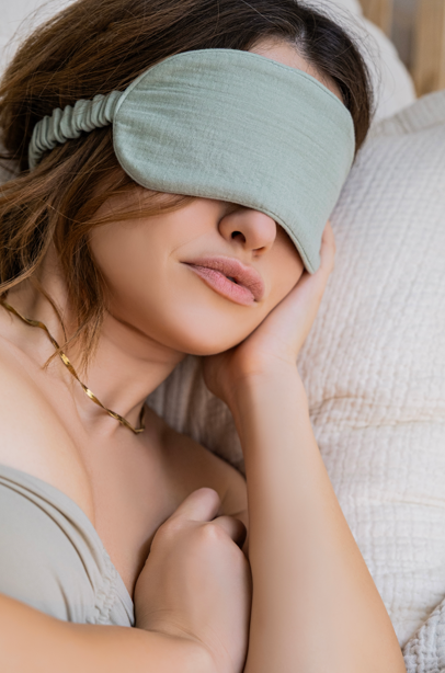 Muslin Cotton Sleep Mask Cream/Sage