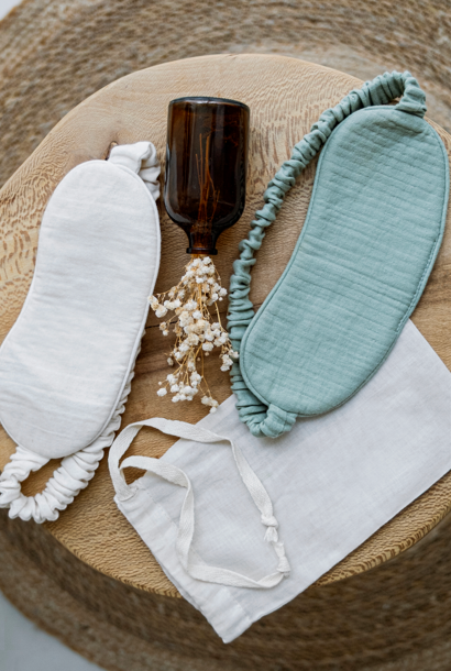 Muslin Cotton Sleep Mask Cream/Sage