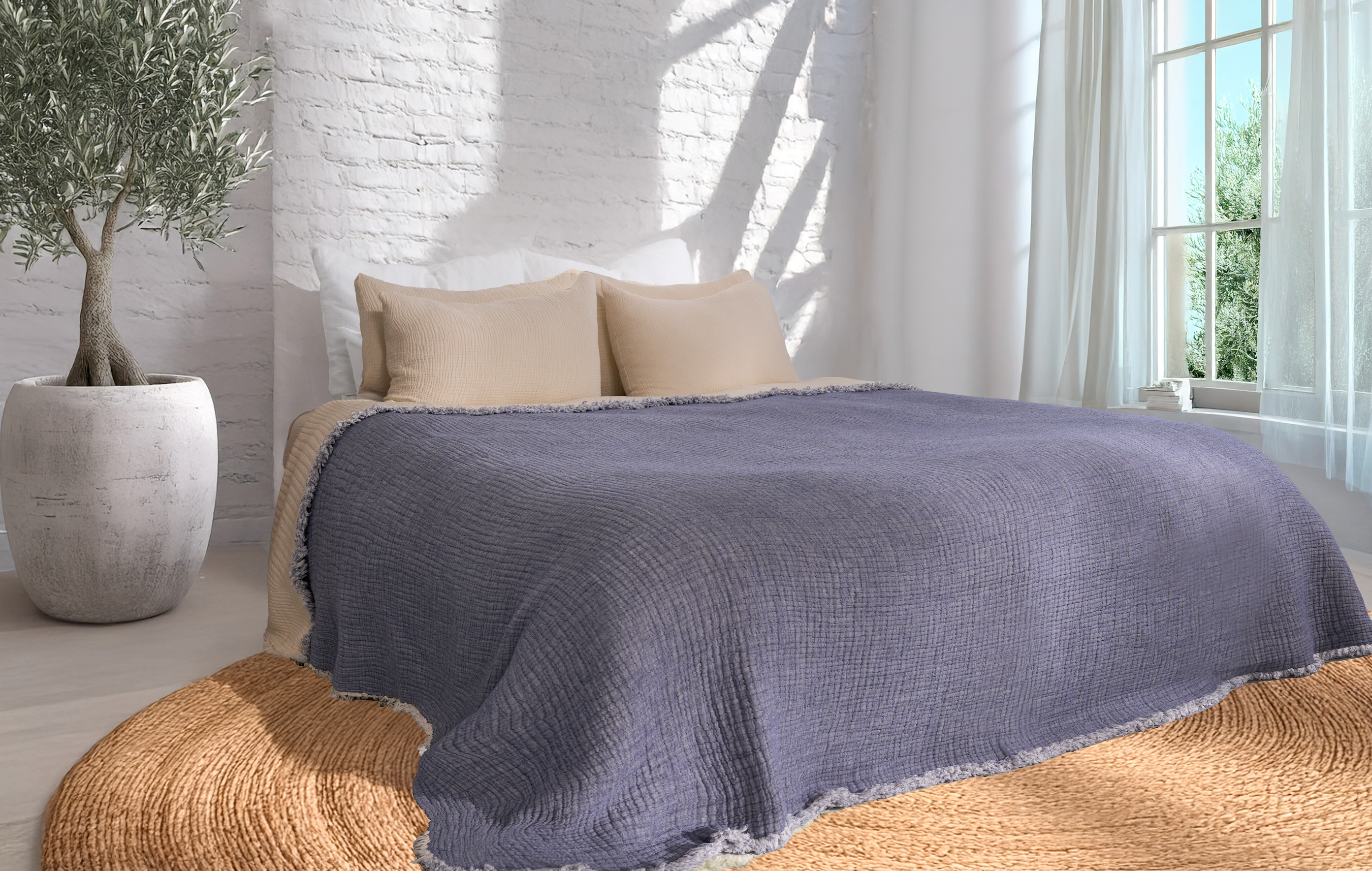Hazea Muslin Blanket - Indigo