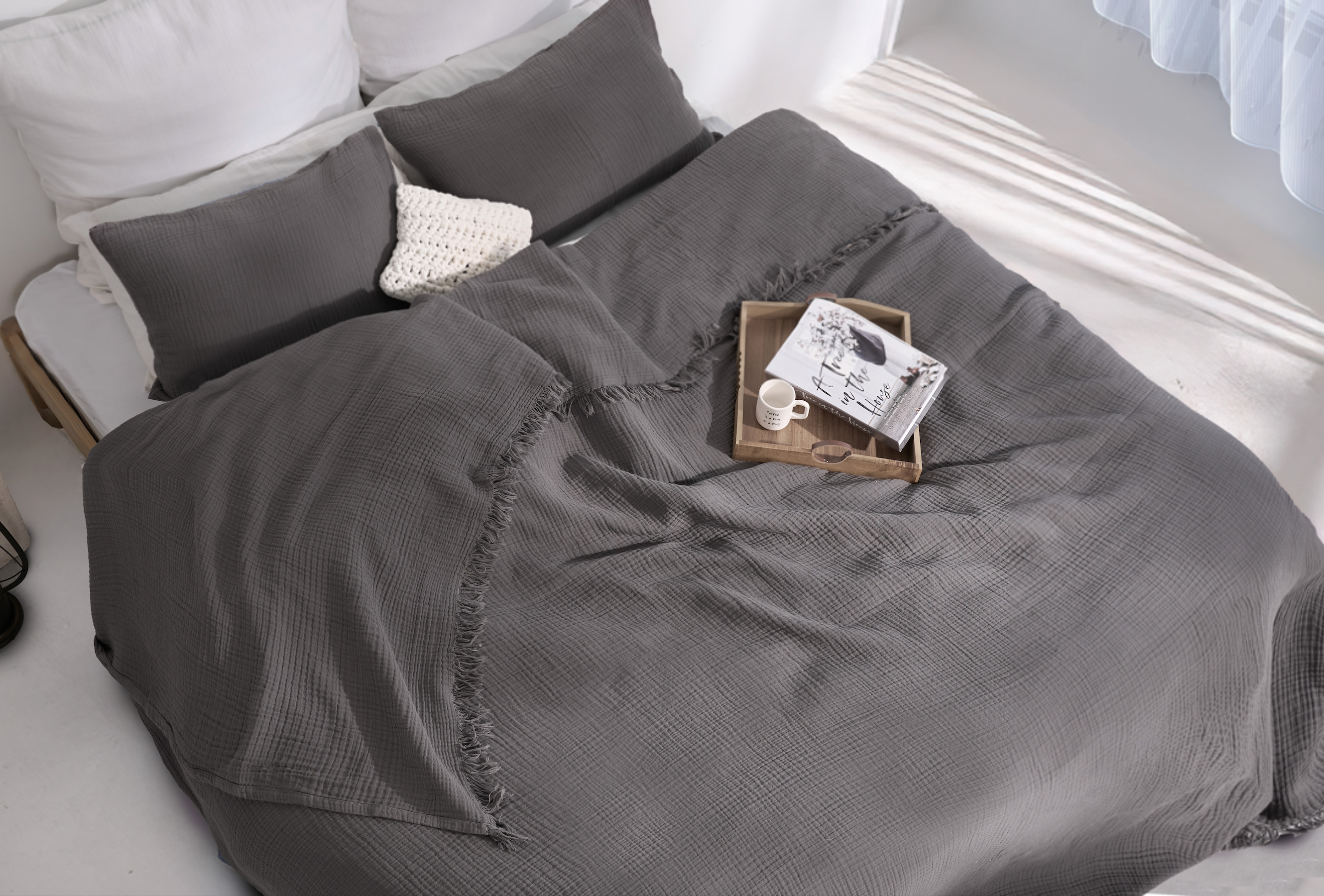 Pure Bliss Muslin Bedspread - Black