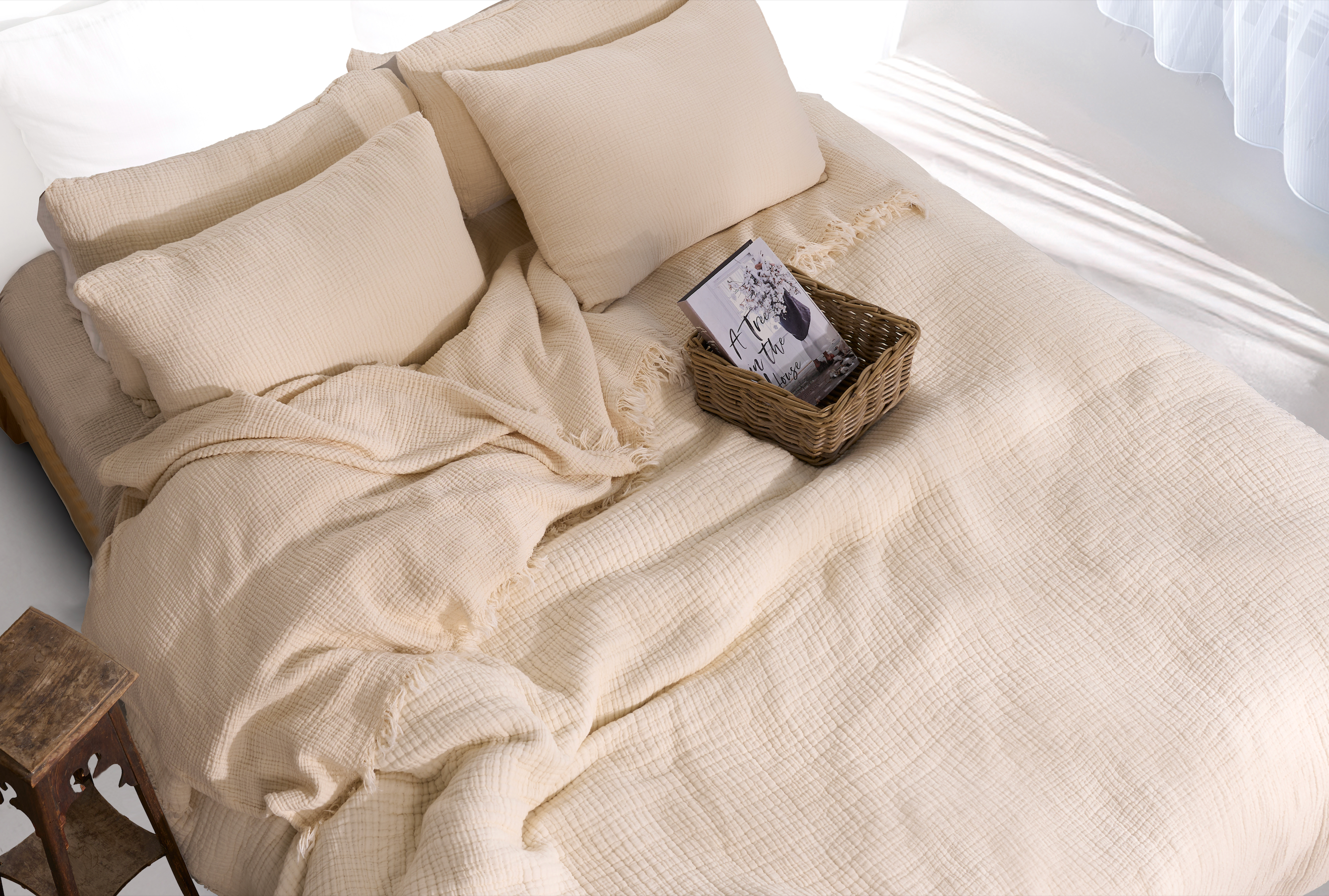 Pure Bliss Muslin Bedspread - Ecru