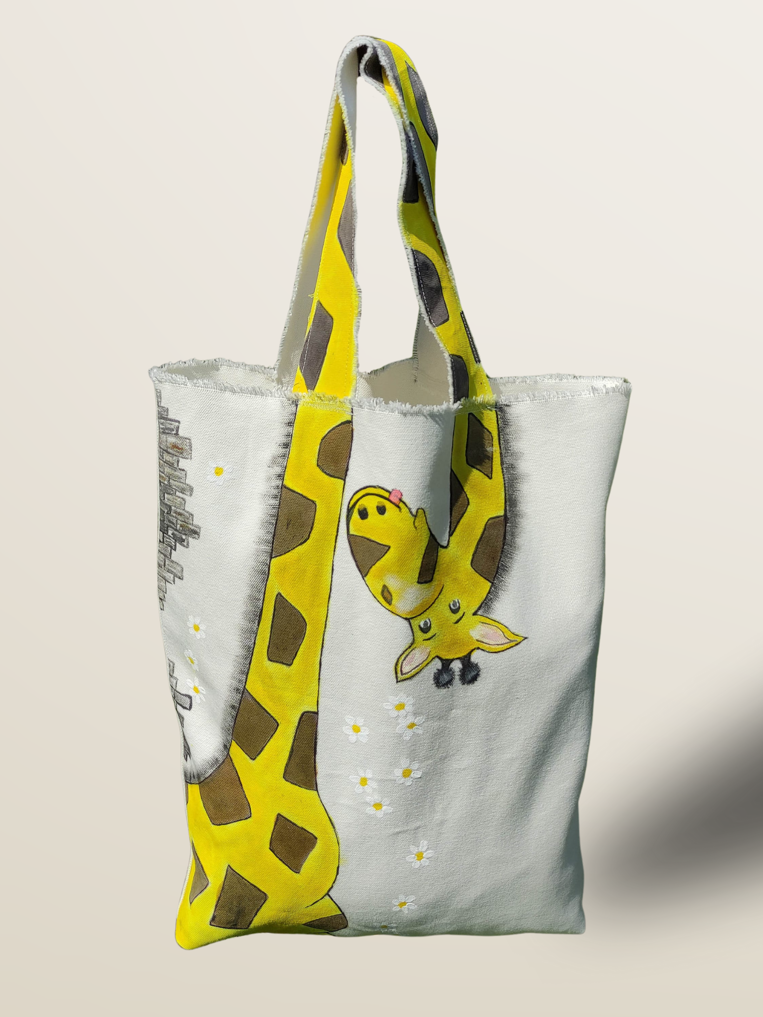 Hand Painted Giraffe Canvas Tote Bag