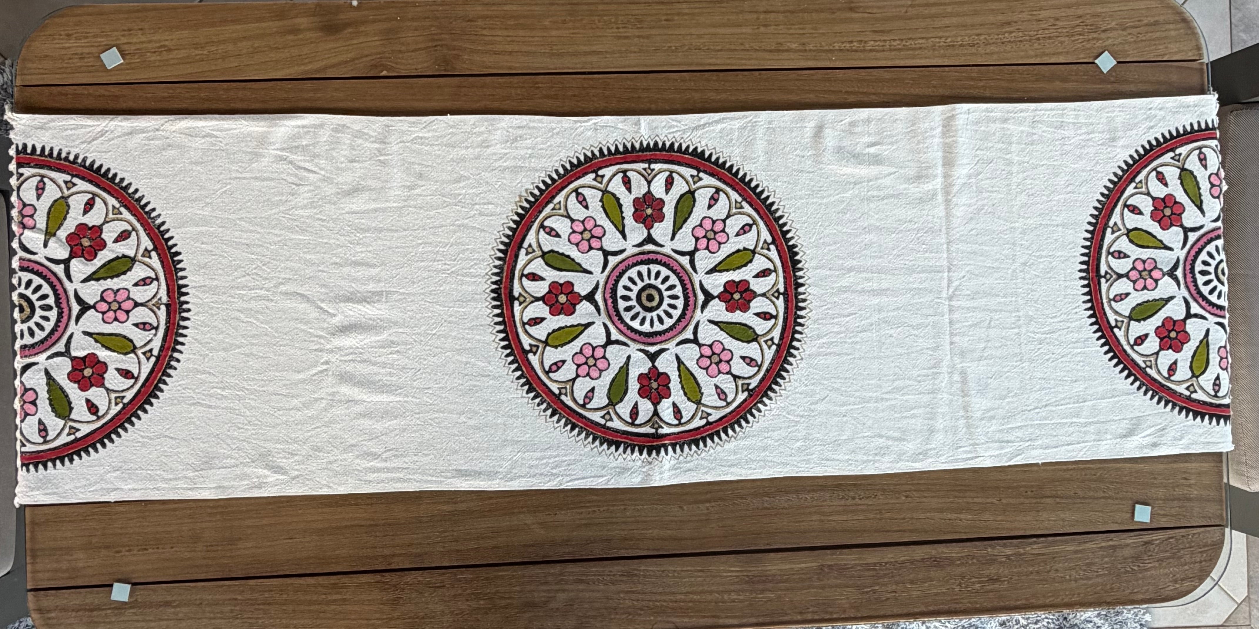 Hand-Painted Anatolian Medallion Table Runner
