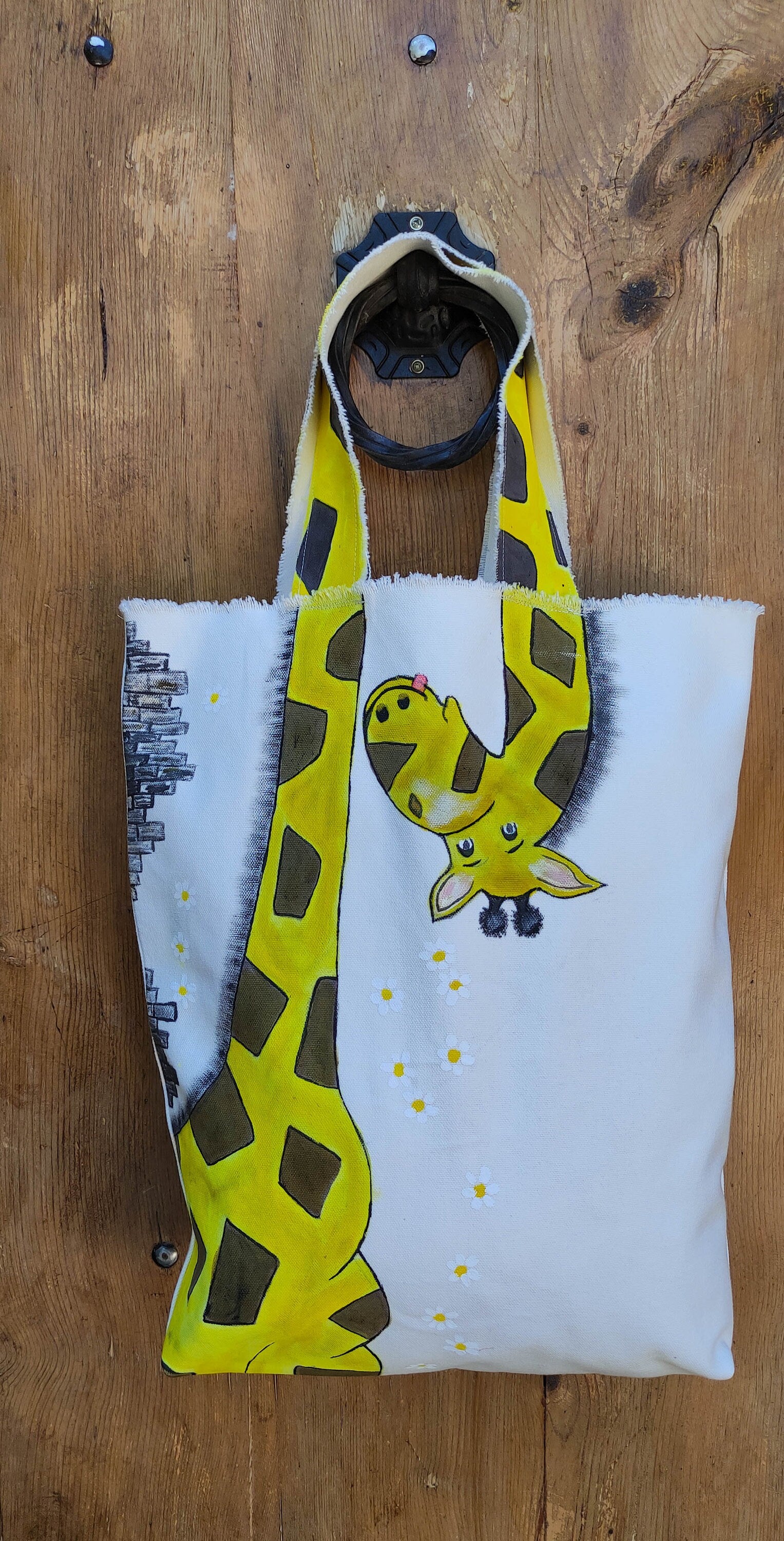 Our 100% cotton and natural hand painted tote bags finished off with the leather straps are tote-ally one of a kind which are perfect for all use!