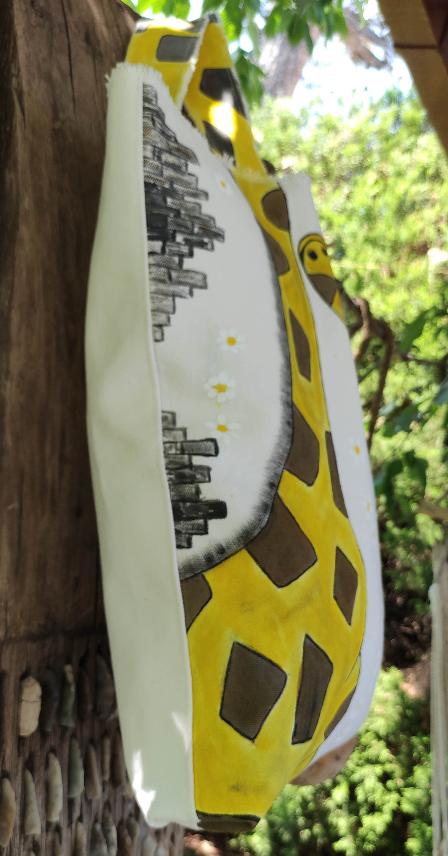 Hand Painted Giraffe Canvas Tote Bag